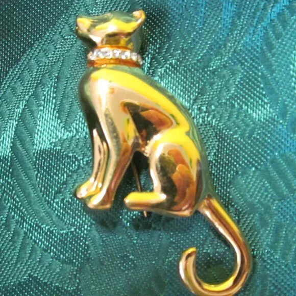 Cat brooch gold tone - Picture 3 of 4